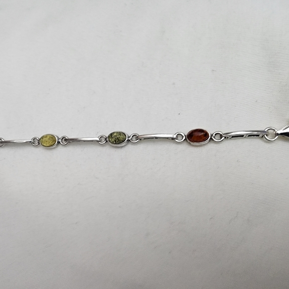 Baltic Amber multi color emerald fine 925 Sterling silver Link Bracelet - Picture 13 of 15